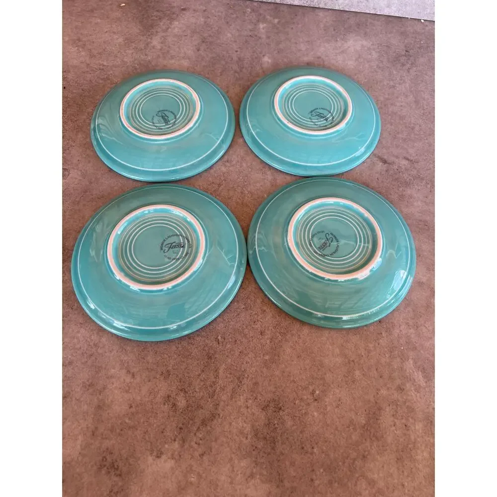 Fiestaware vintage turquoise blue teacup & saucer plate set lot 8 pieces aqua